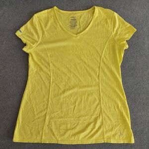 Danskin Now Women's Dri-More Semi-Fitted Workout Tee - Yellow - Size L (12-14)